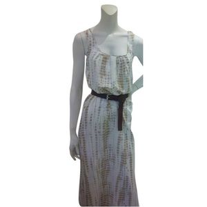 White Silk Tie-dye Casual Maxi Dress